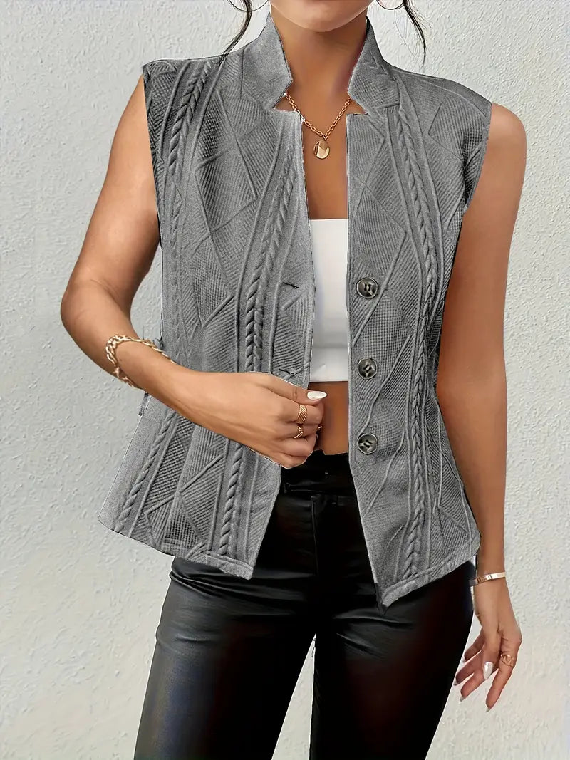 BB™ | Elegant Sleeveless Buttoned Waistcoat – Chic Comfort for Every Day Grey