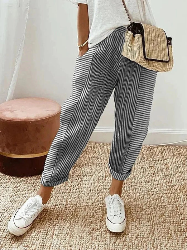BB | Black Elegant Striped Trousers – Flattering Fit & Luxe Comfort