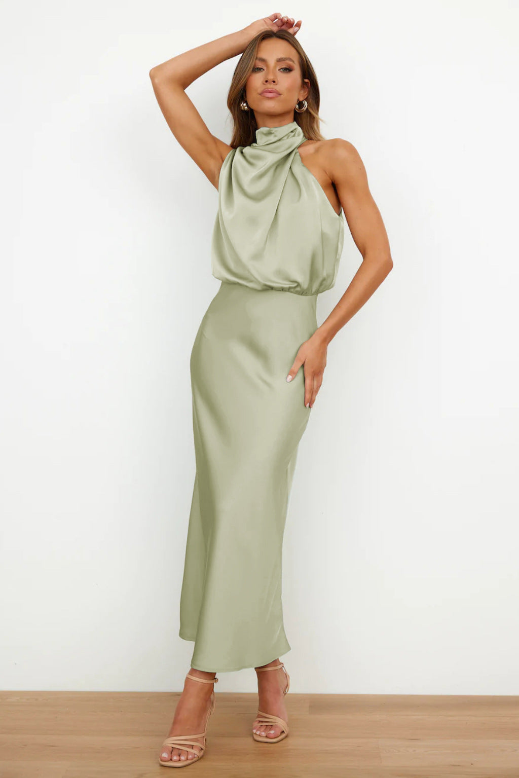 Edmonton Essence™ | Halter Neck Satin Dress