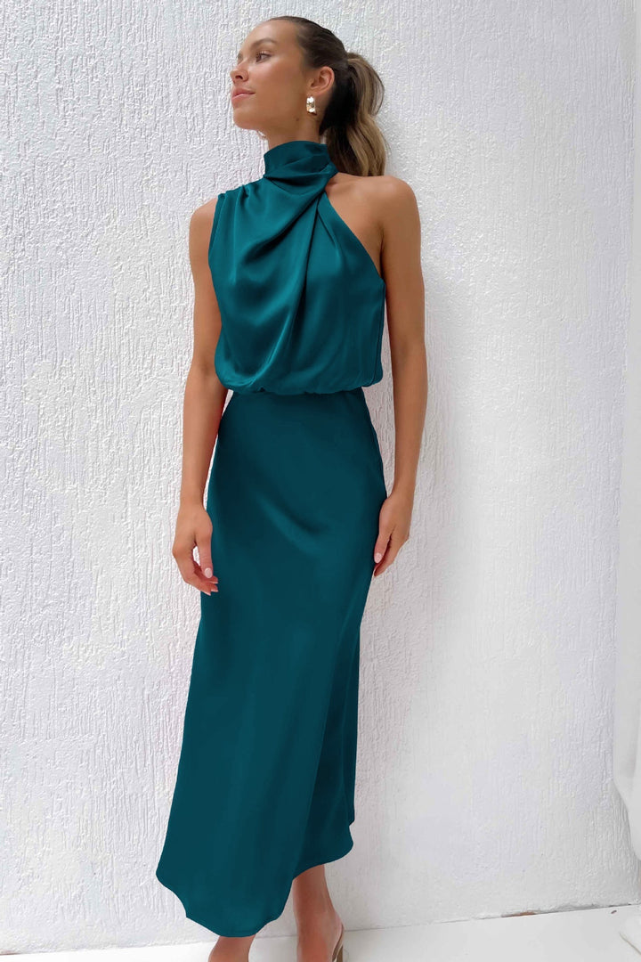 Edmonton Essence™ | Halter Neck Satin Dress