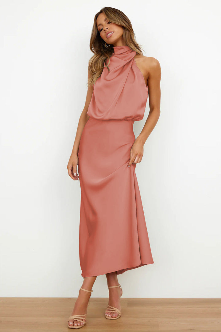Edmonton Essence™ | Halter Neck Satin Dress