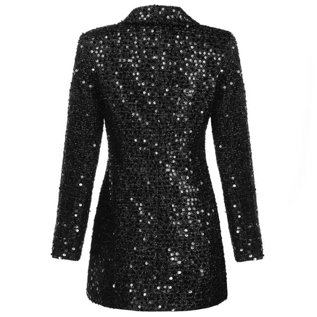 BB - Sequin Blazer Romper with Double-Breasted Design