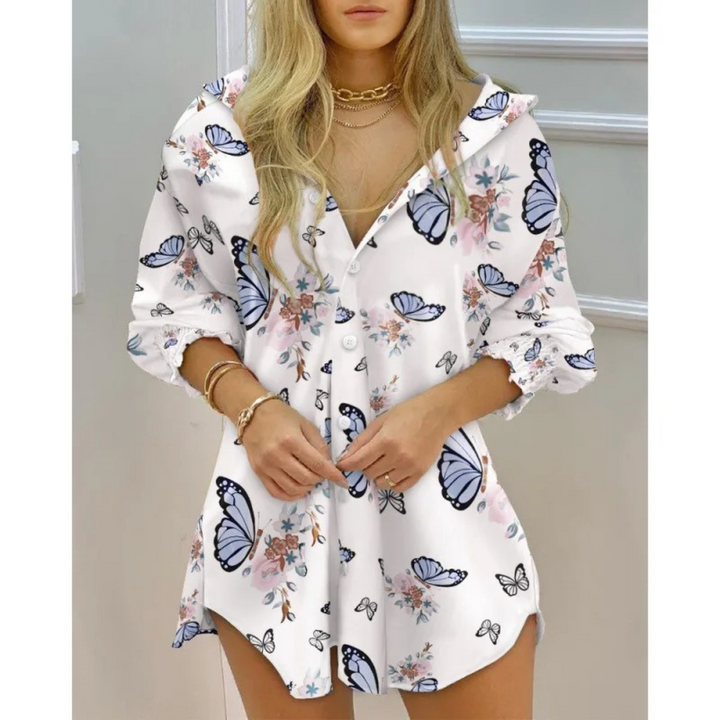 BB – Slim-fit, windproof shirt dress with V-neck