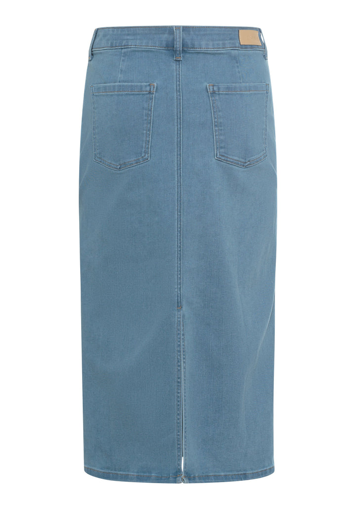 Edmonton Essence™ | Light Wash Midi Jean Skirt