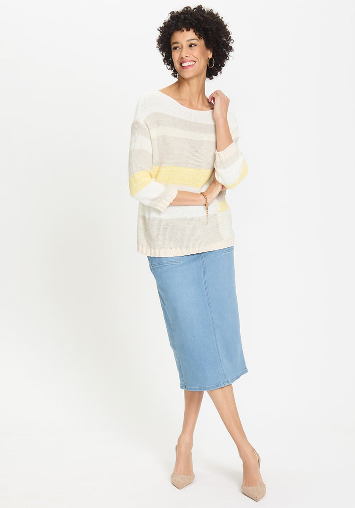 Edmonton Essence™ | Light Wash Midi Jean Skirt