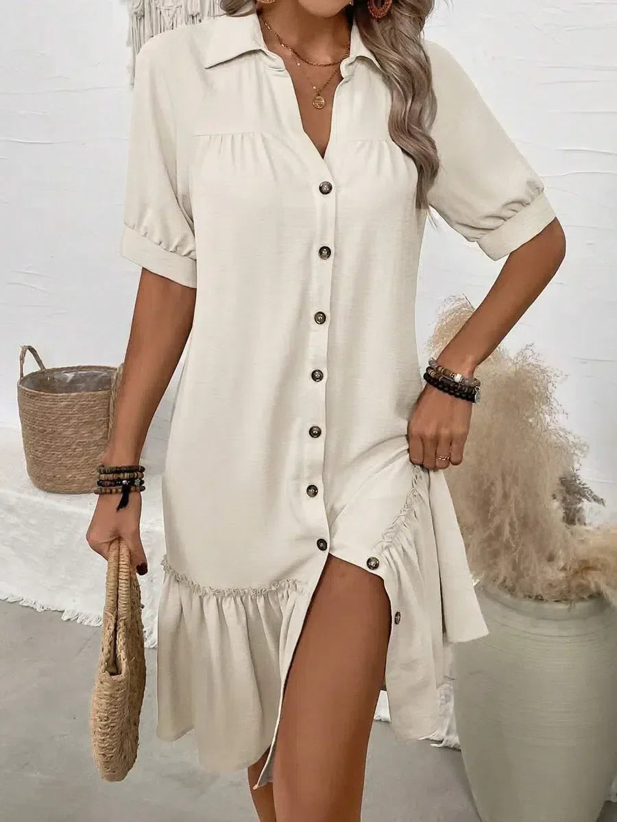 BB - Aliyah – Button-Down Ruffle Hem Dress