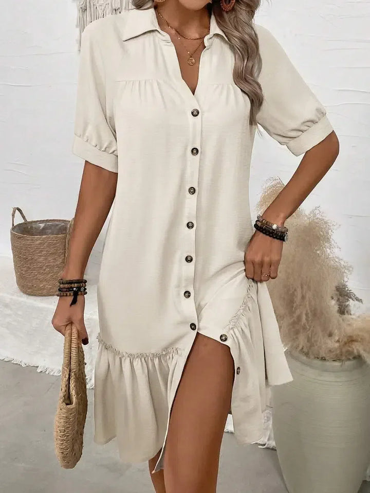 BB - Aliyah – Button-Down Ruffle Hem Dress