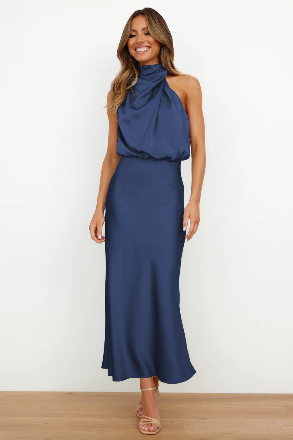 Edmonton Essence™ | Halter Neck Satin Dress