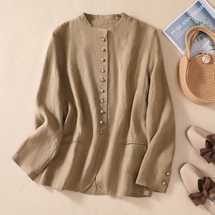 Laurienne™ | Linen Jacket with Button Details