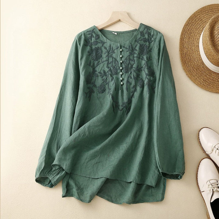 BB™ | Elegant Embroidered Button-Up Tunic Blouse