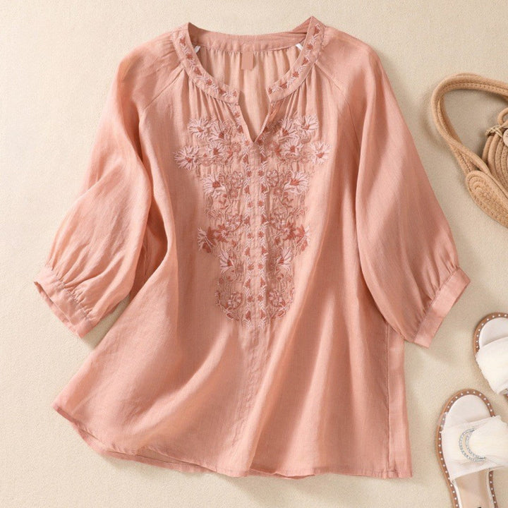 Laurienne™ | Split Neck Embroidered Tunic