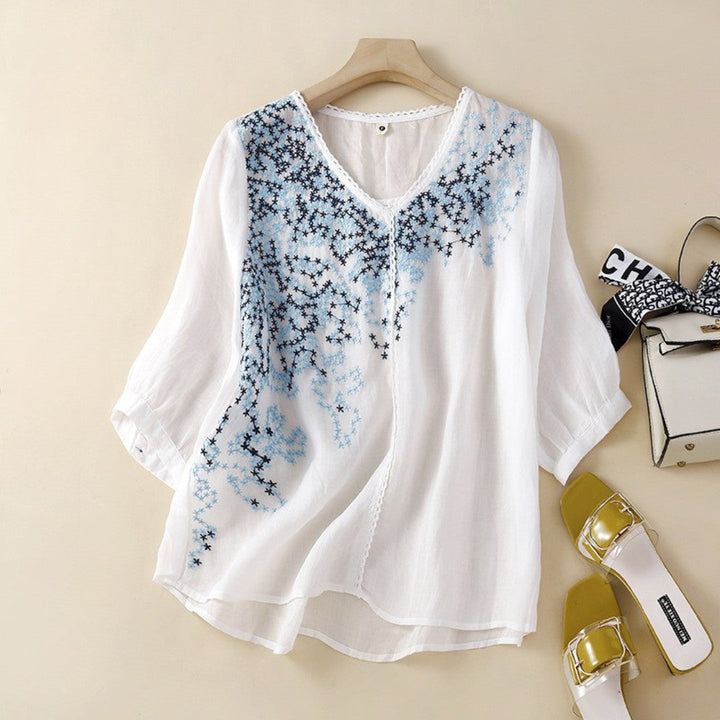 Laurienne™ | V-Neck Embroidered Tunic