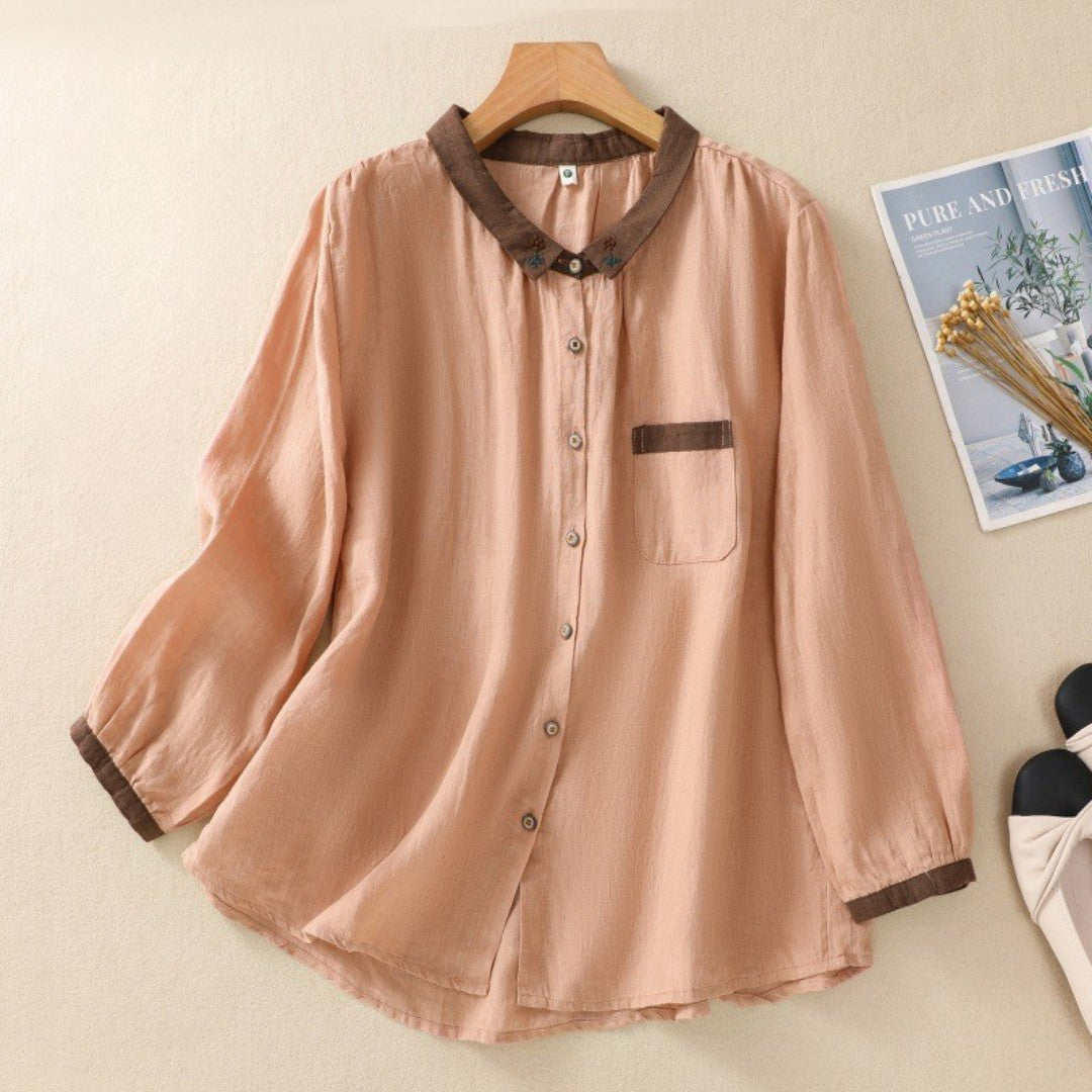 Laurienne™ | Contrast Button-Up Blouse