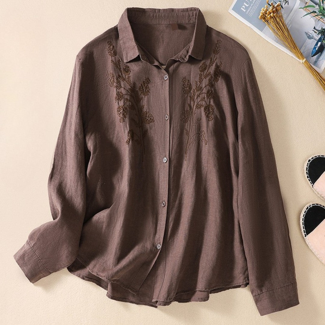 Laurienne™ | Classic Collar Embroidered Blouse