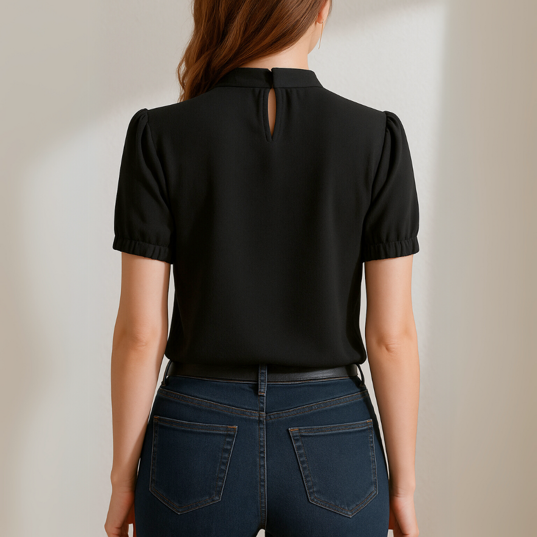 BB™ | Black Pleated Blouse with Split Sleeves