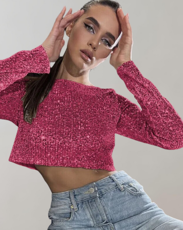 BB - Women's - Glitter Sequin Crop Top