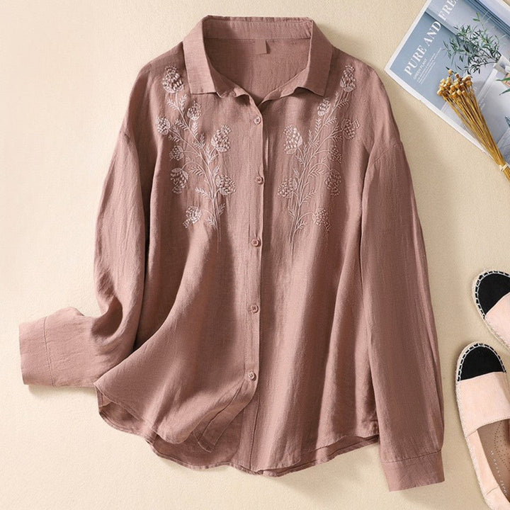 Laurienne™ | Classic Collar Embroidered Blouse
