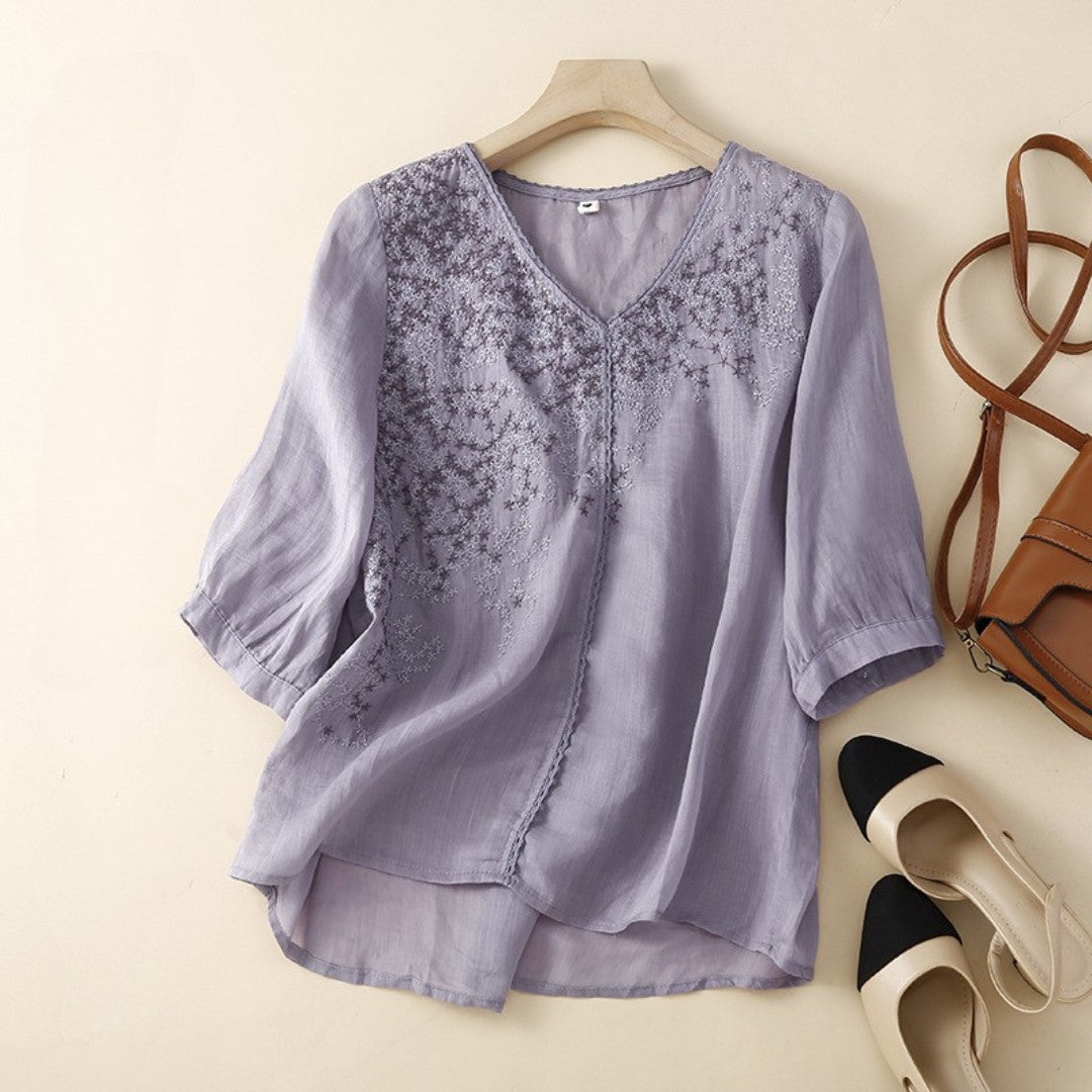 Laurienne™ | V-Neck Embroidered Tunic
