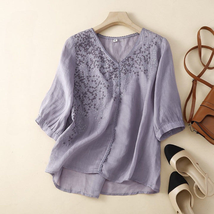 Laurienne™ | V-Neck Embroidered Tunic