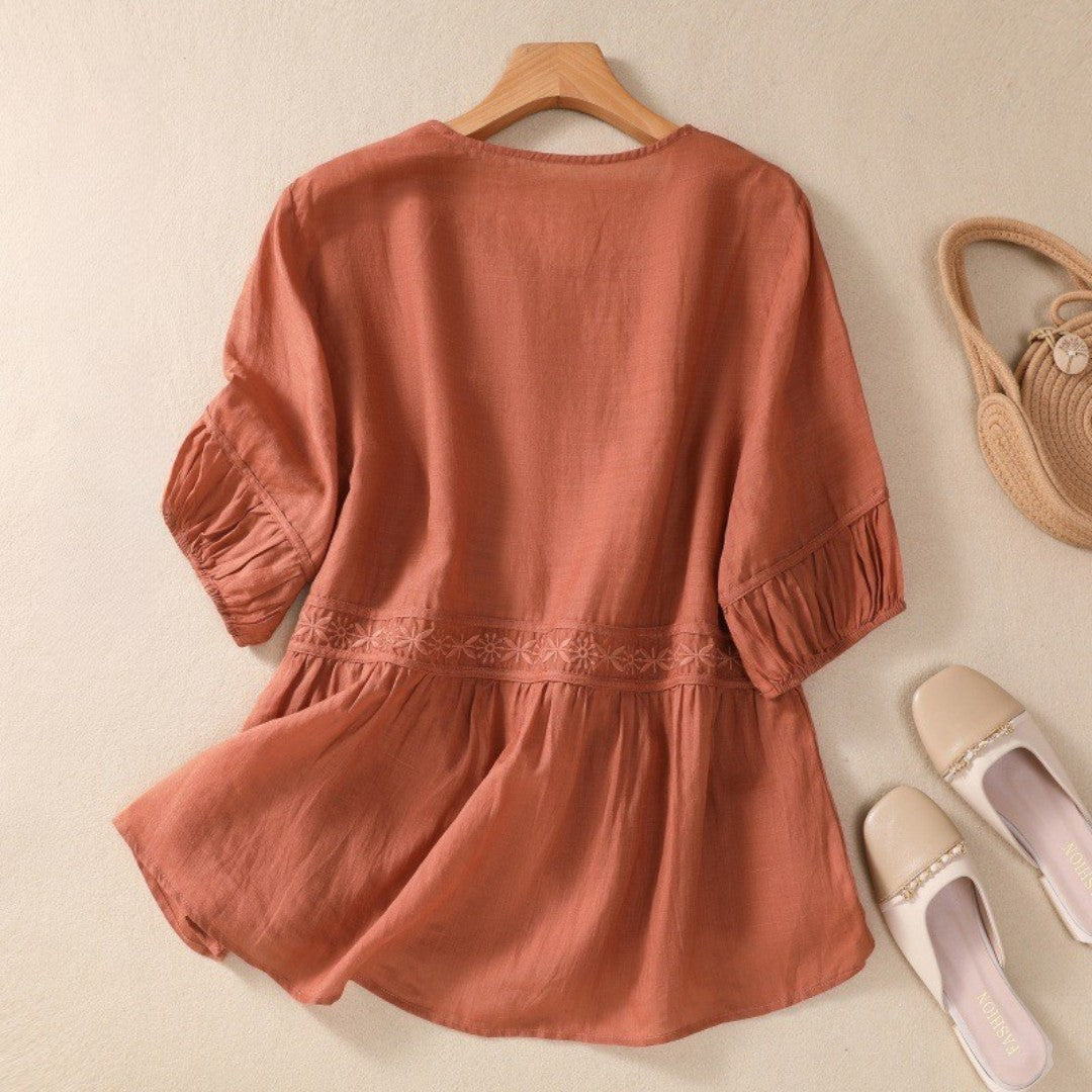 Laurienne™ | Embroidered Bell Sleeve Blouse