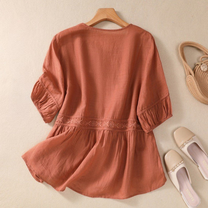 Laurienne™ | Embroidered Bell Sleeve Blouse