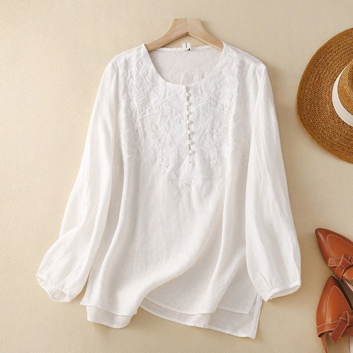 BB™ | Elegant Embroidered Button-Up Tunic Blouse