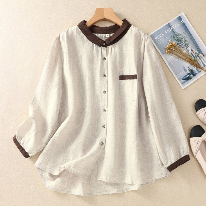 Laurienne™ | Contrast Button-Up Blouse
