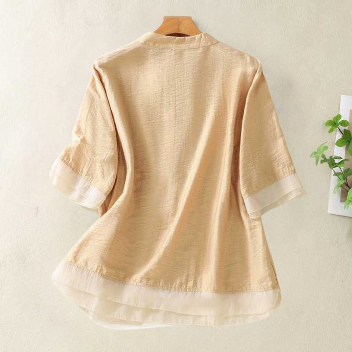 Laurienne™ | Mao Collar Button-Up Blouse