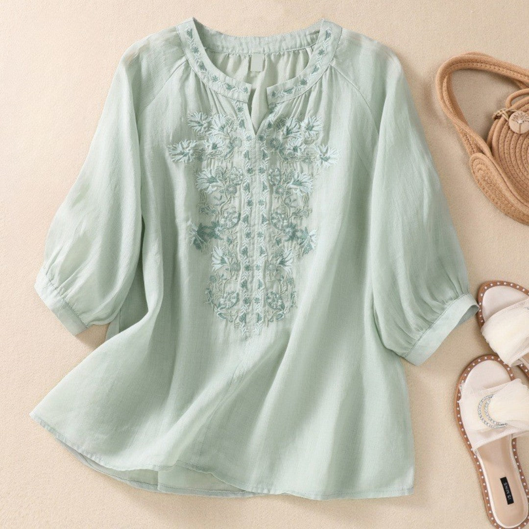 Laurienne™ | Split Neck Embroidered Tunic