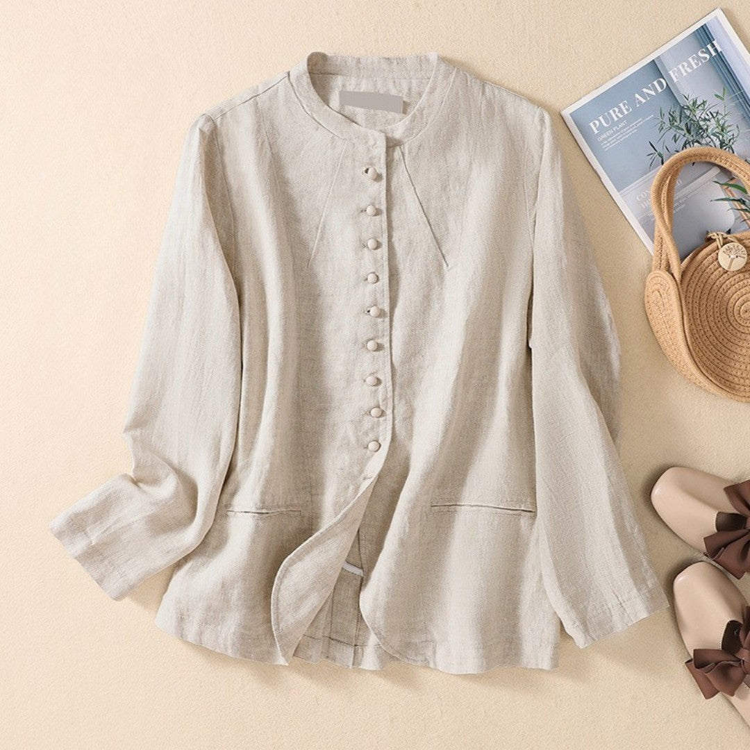 Laurienne™ | Linen Jacket with Button Details