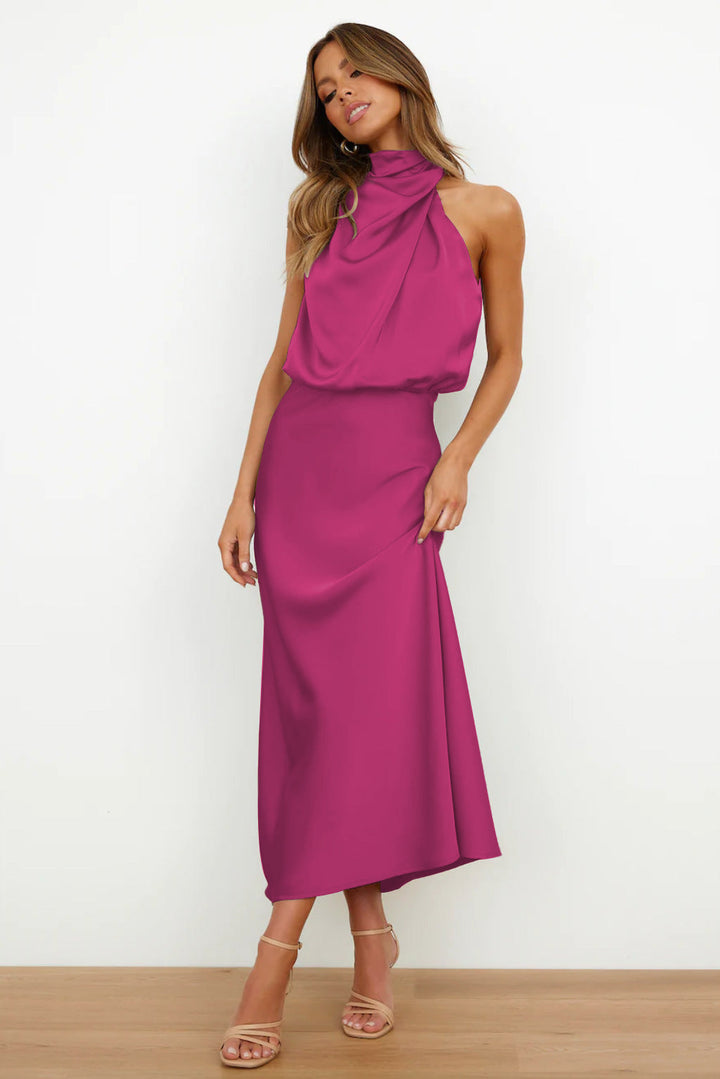 Edmonton Essence™ | Halter Neck Satin Dress