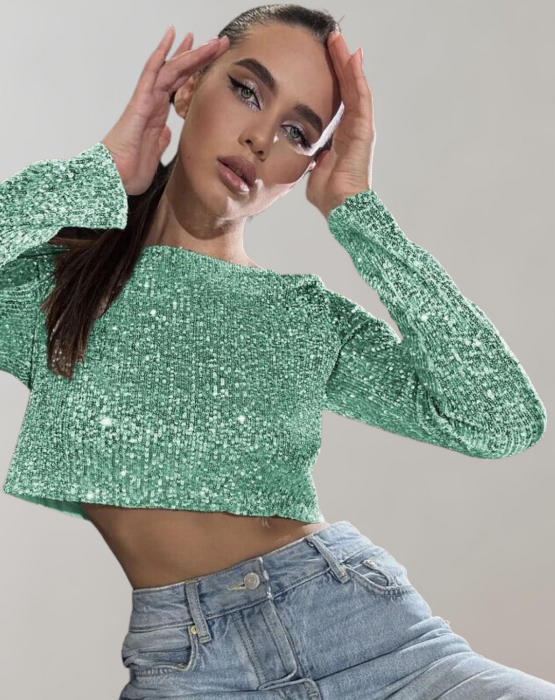 BB - Women's - Glitter Sequin Crop Top