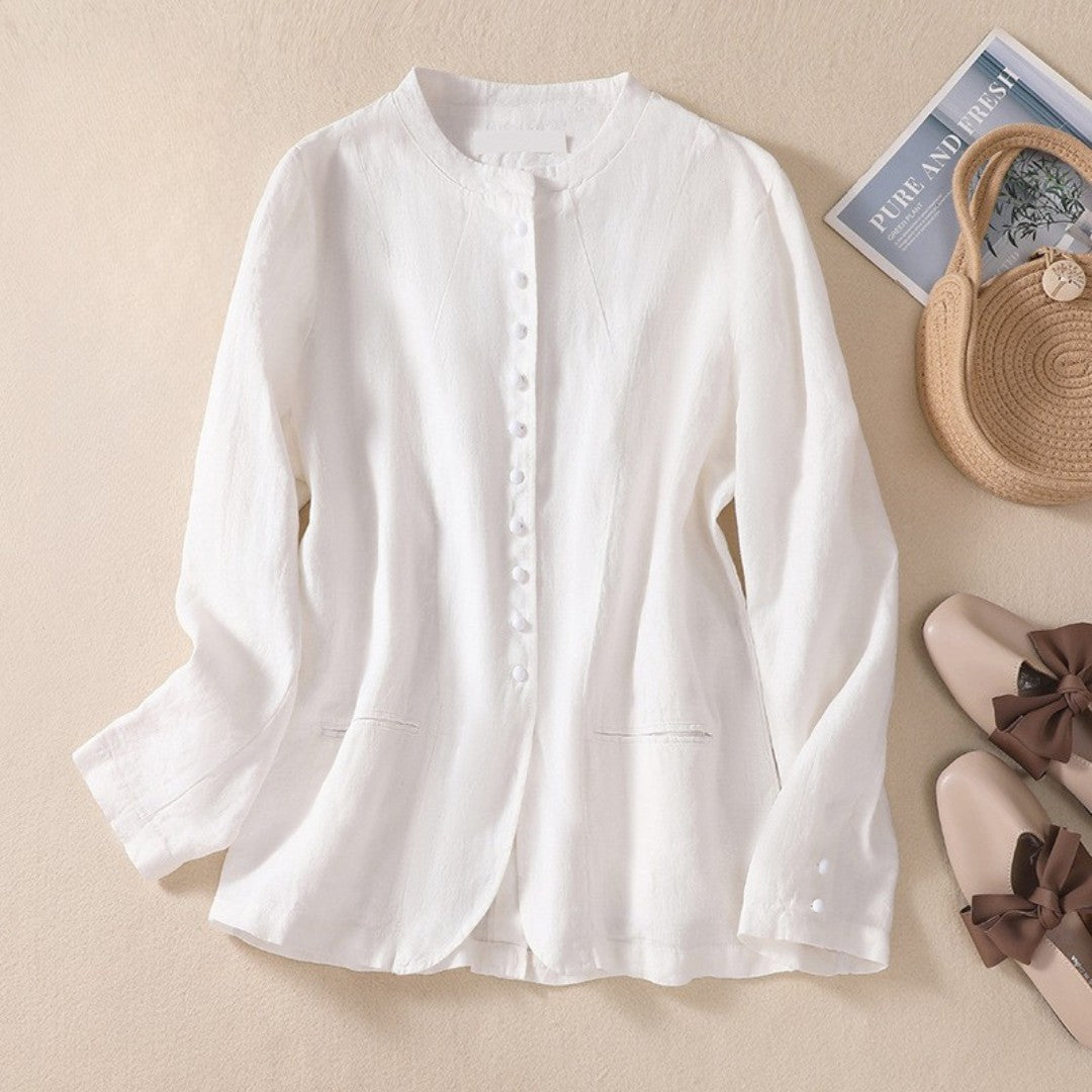 Laurienne™ | Linen Jacket with Button Details