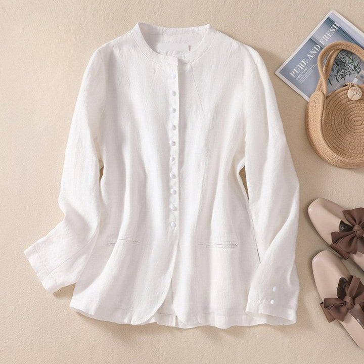 Laurienne™ | Linen Jacket with Button Details