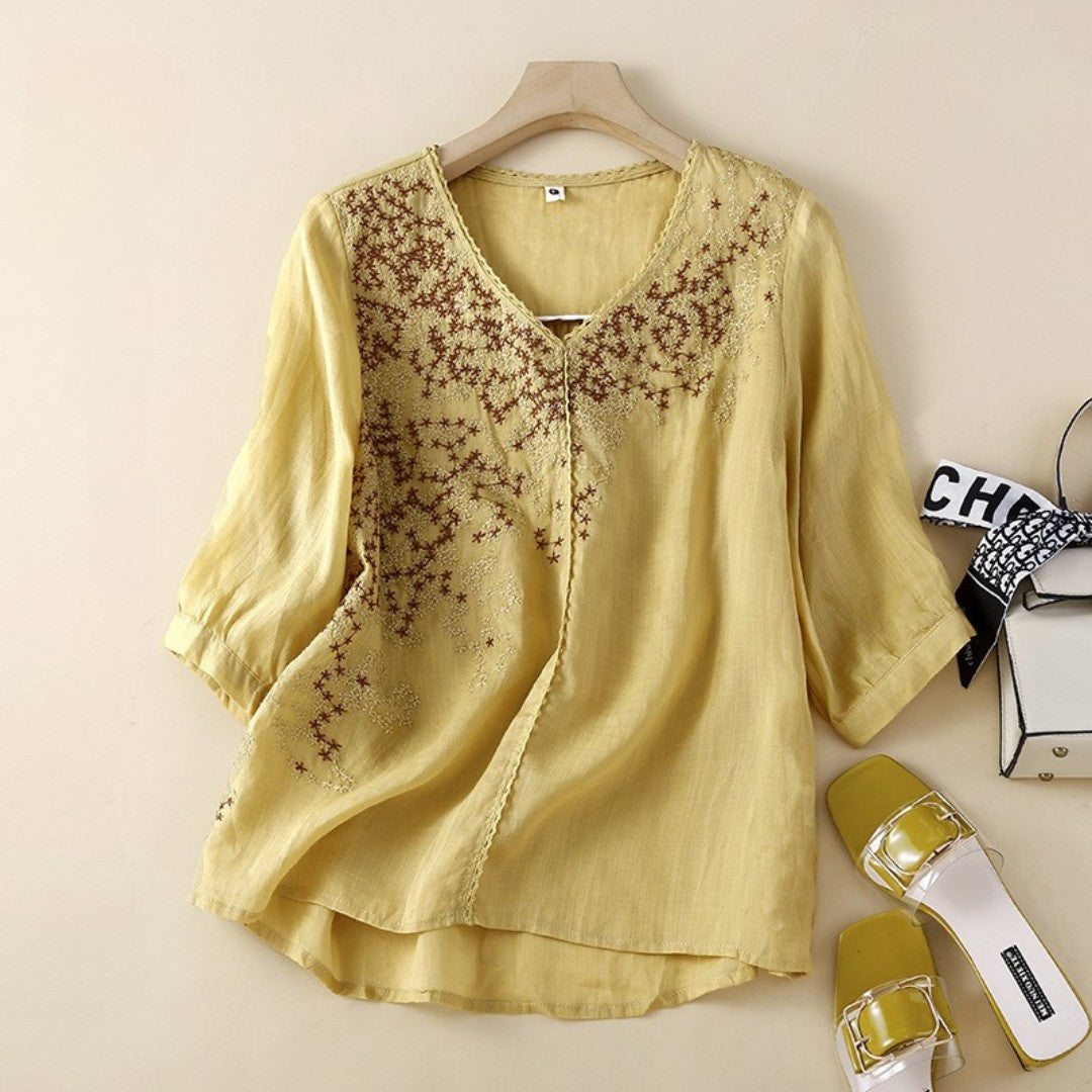 Laurienne™ | V-Neck Embroidered Tunic