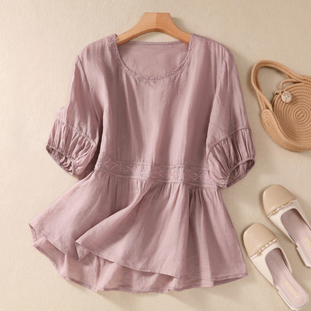 Laurienne™ | Embroidered Bell Sleeve Blouse
