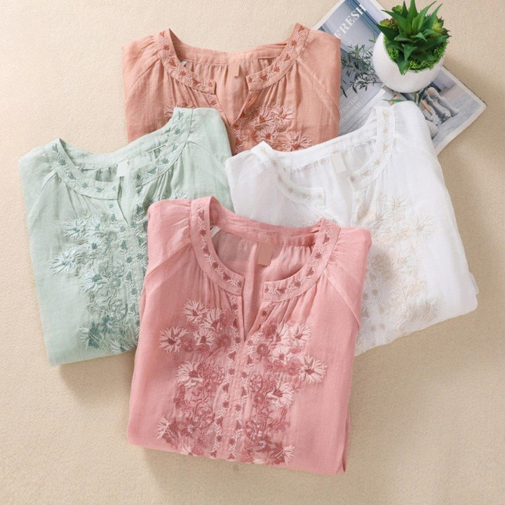 Laurienne™ | Split Neck Embroidered Tunic