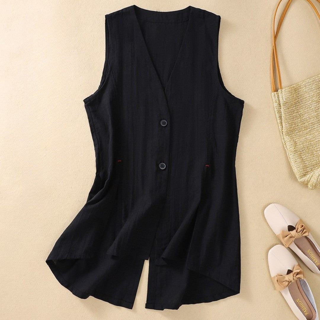 Laurienne™ | Sleeveless Button-Up Gilet
