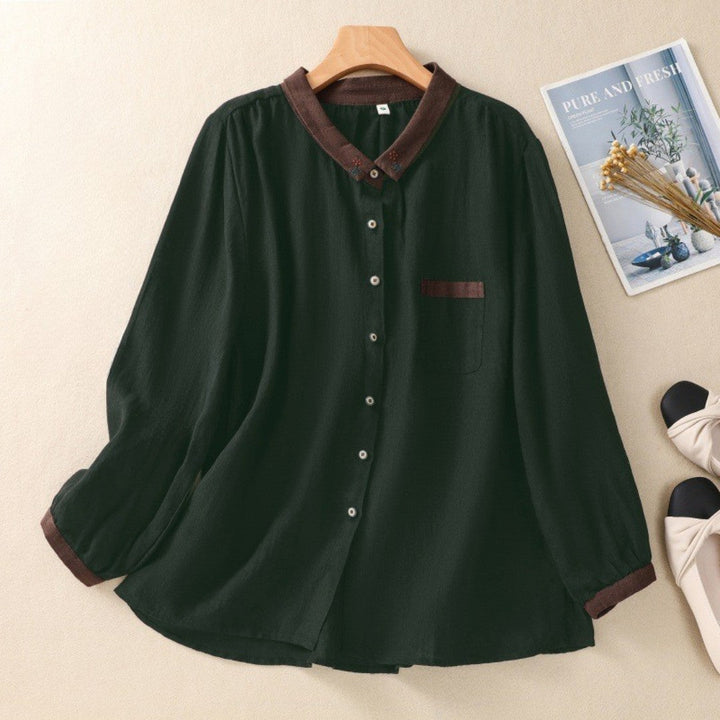 Laurienne™ | Contrast Button-Up Blouse