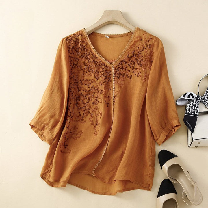 Laurienne™ | V-Neck Embroidered Tunic