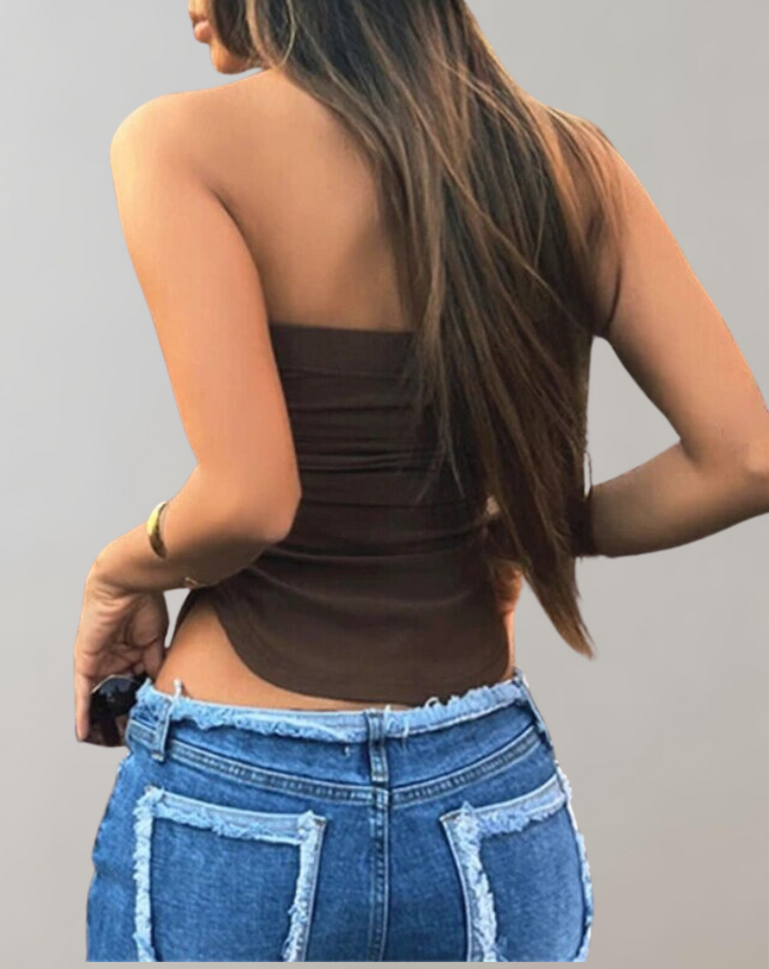 BB - Shoulder Wrap Tube Crop Top