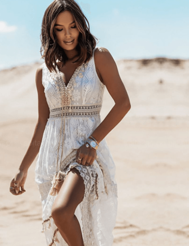 Edmonton Essence™ | Boho Lace Maxi Dress