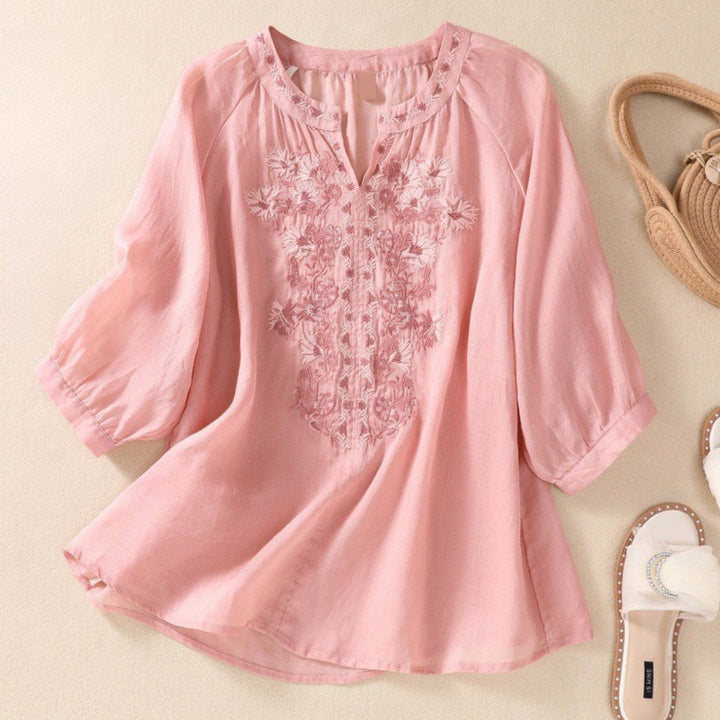 Laurienne™ | Split Neck Embroidered Tunic