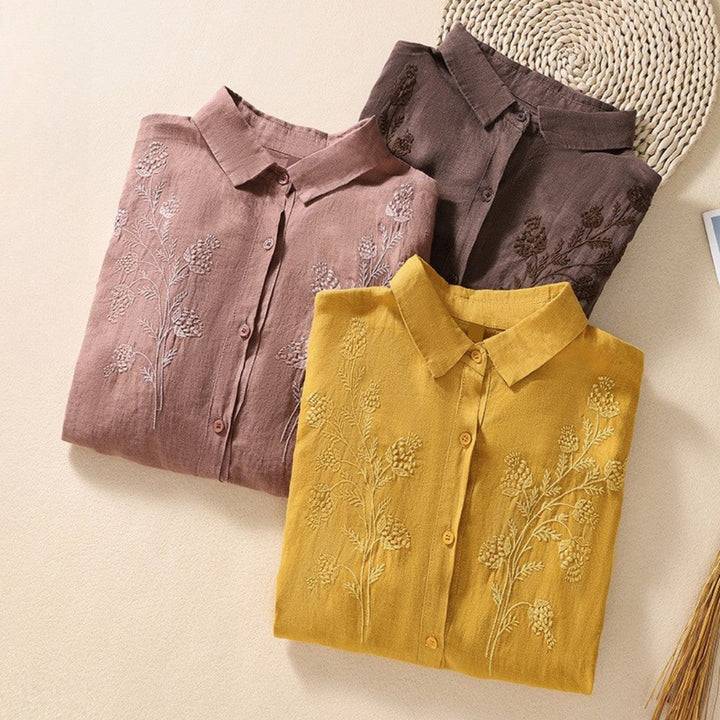 Laurienne™ | Classic Collar Embroidered Blouse