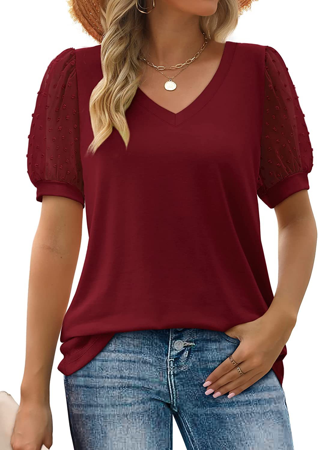 BB - Rema – Sheer Sleeve V-Neck Top