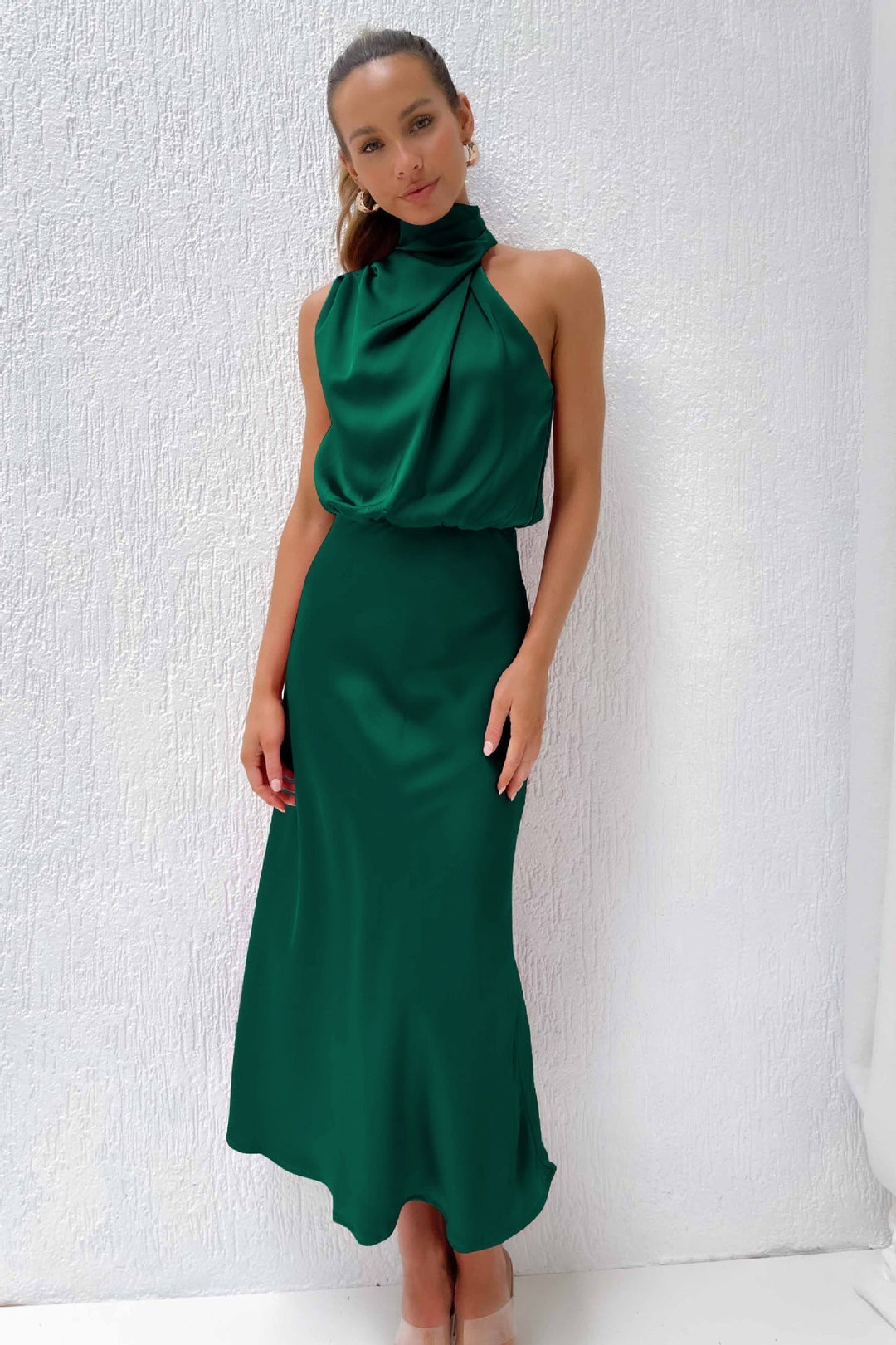 Edmonton Essence™ | Halter Neck Satin Dress