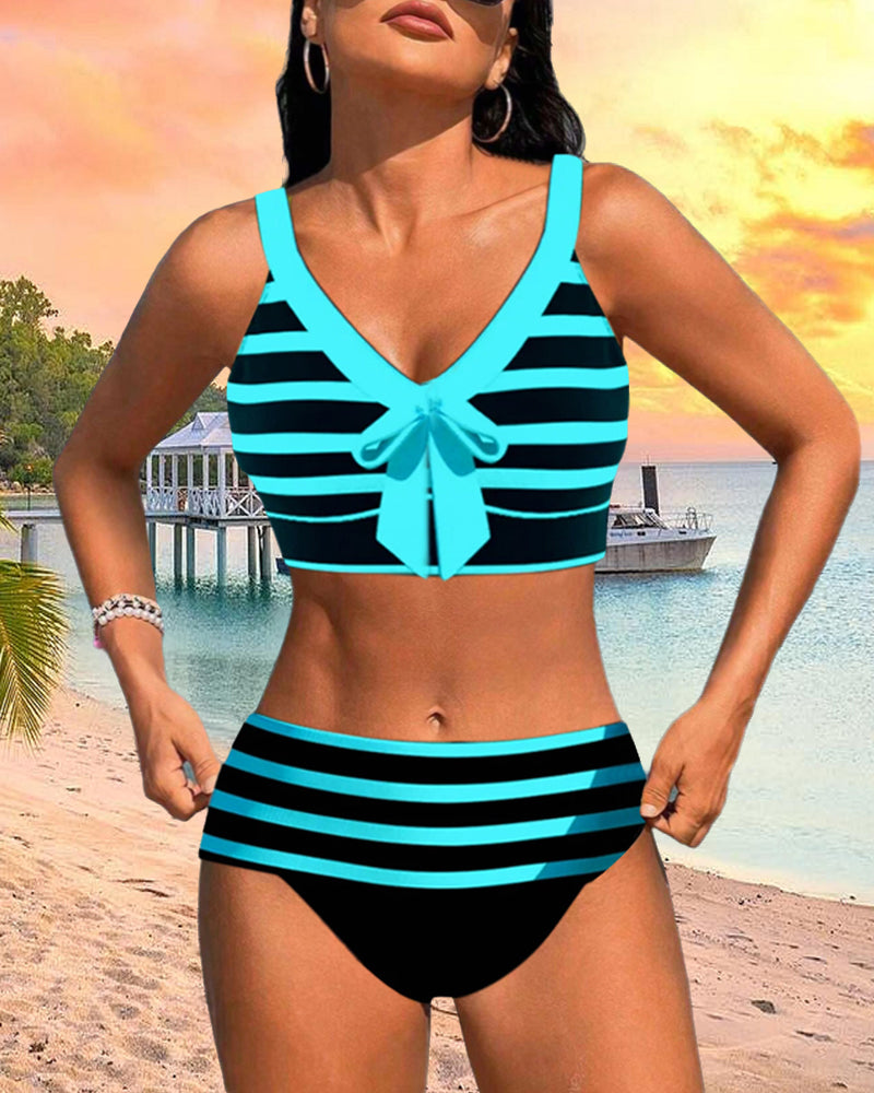 Laluna® | Striped High-Waisted Bikini
