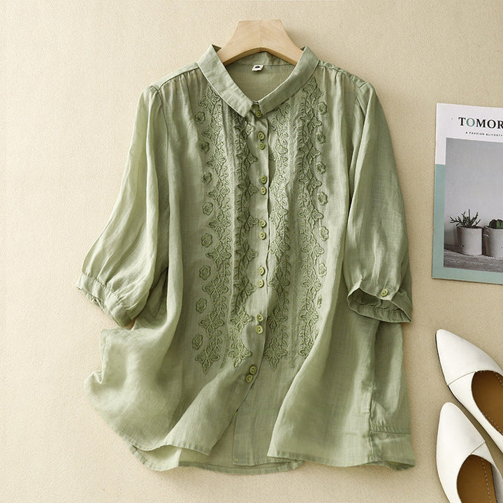 Laurienne™ | Embroidered Button-Down Shirt