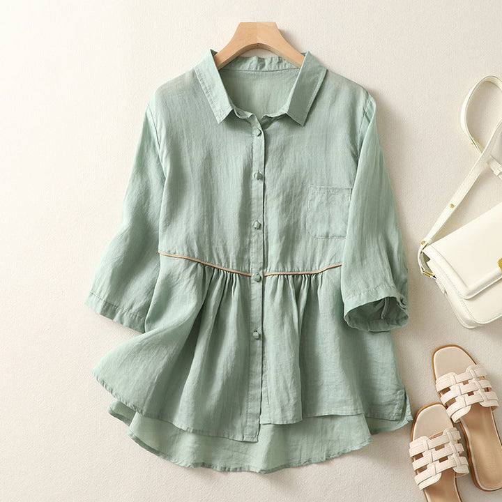 Laurienne™ | Flared Button-Up Shirt