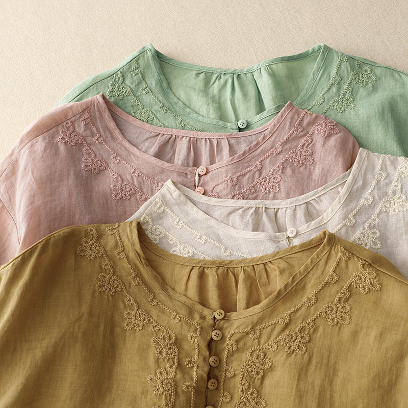 Laurienne™ | Embroidered Button-Up Tunic